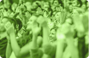 A crowd enjoying season tickets.